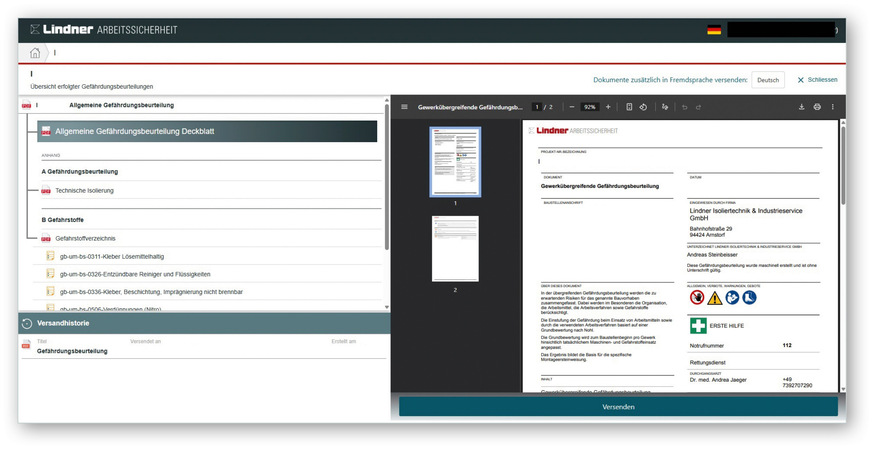 Gefährdungsbeurteilungen und alle notwendigen Dokumente sind übersichtlich auf einer Plattform zu finden.