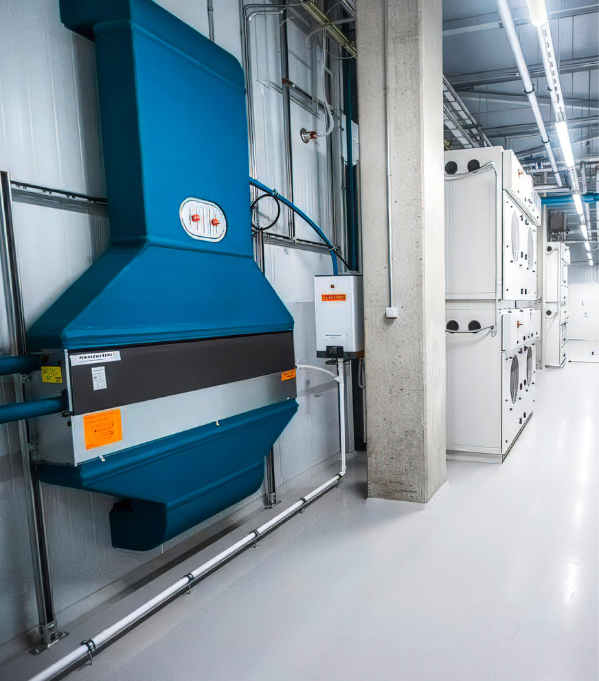 Mit ArmaFlex Ultima gedämmte Lüftungsanlage.