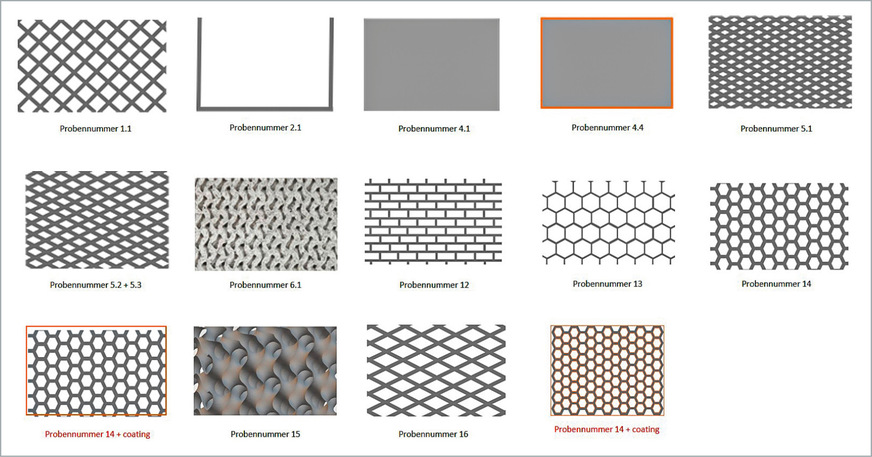 2. Übersicht der verschiedenen vermessenen Probekörper und Strukturen.