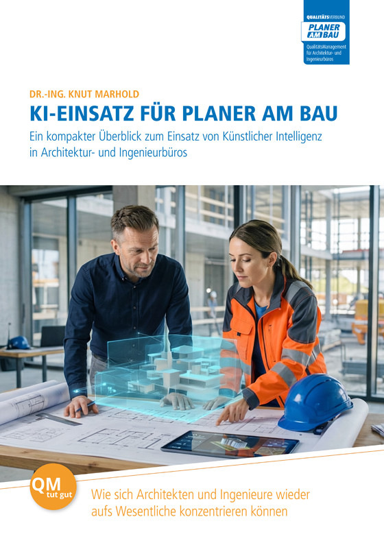 Das E-Book „KI-Einsatz für Planer am Bau“ gibt einen kompakten Überblick zum Einsatz von Künstlicher Intelligenz in Architektur- und Ingenieurbüros.