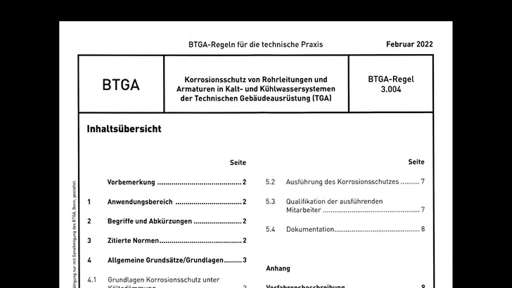 Abb. 2: Das Deckblatt der neuen BTGA-Regel 3.004 - © BTGA e.V.