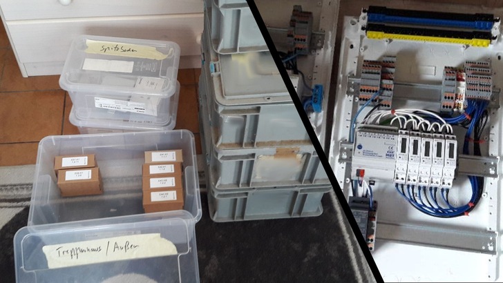 Personal vor Ort muss nur noch zählen können: Betriebsmittel sind raumweise sortiert (Betriebsmittelkennzeichnung lesbar) und bereits parametriert; Verteiler bis zur Klemme fertig. Stehen fünf Elektriker zur Verfügung, werden fünf Räume gleichzeitig installiert – ohne lange Einweisung.