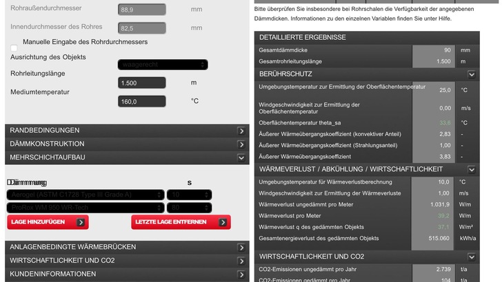 Auch mehrschichtige Isolierungen werden von Rockassist berücksichtigt.