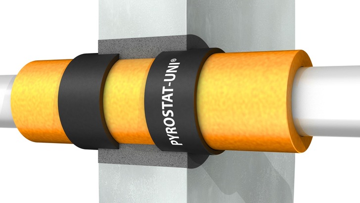 Die Brandschutzbandage PYROSTAT-UNI gewährleistet Brandsicherheit in der Feuerwiderstandsklasse R90 bis R120. - © G+H Isolierung Die Brandschutzbandage PYROSTAT-UNI gewährleistet Brandsicherheit in der Feuerwiderstandsklasse R90 bis R120. - © G+H Isolierung