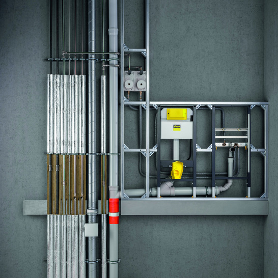 Mit dem Brandschutzband Typ F von Viega lassen sich Deckendurchführungen von brennbaren Abflussrohren abnahmesicher abschotten. Bei Mischinstallationen mit Versorgungssystemen sogar auf Nullabstand, wenn für sie eine allgemeine Bauartgenehmigung (aBG; Z-19.53-2258) vorliegt. 