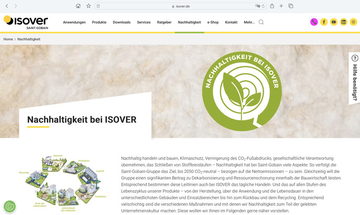 Für mehr Transparenz und Nachvollziehbarkeit: Dämmstoffspezialist ISOVER bündelt online alle Informationen zu seinen Nachhaltigkeitsinitiativen