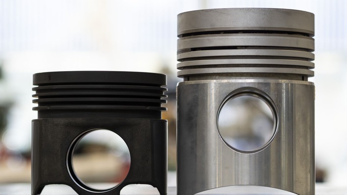 Die Kolben, der kleinere für den Kompressor und der größere für den Expander, sorgen für einen maximalen Wirkungsgrad.