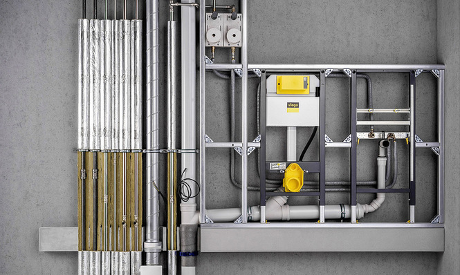 Viega: Abnahmesichere Mischinstallation im Nullabstand.